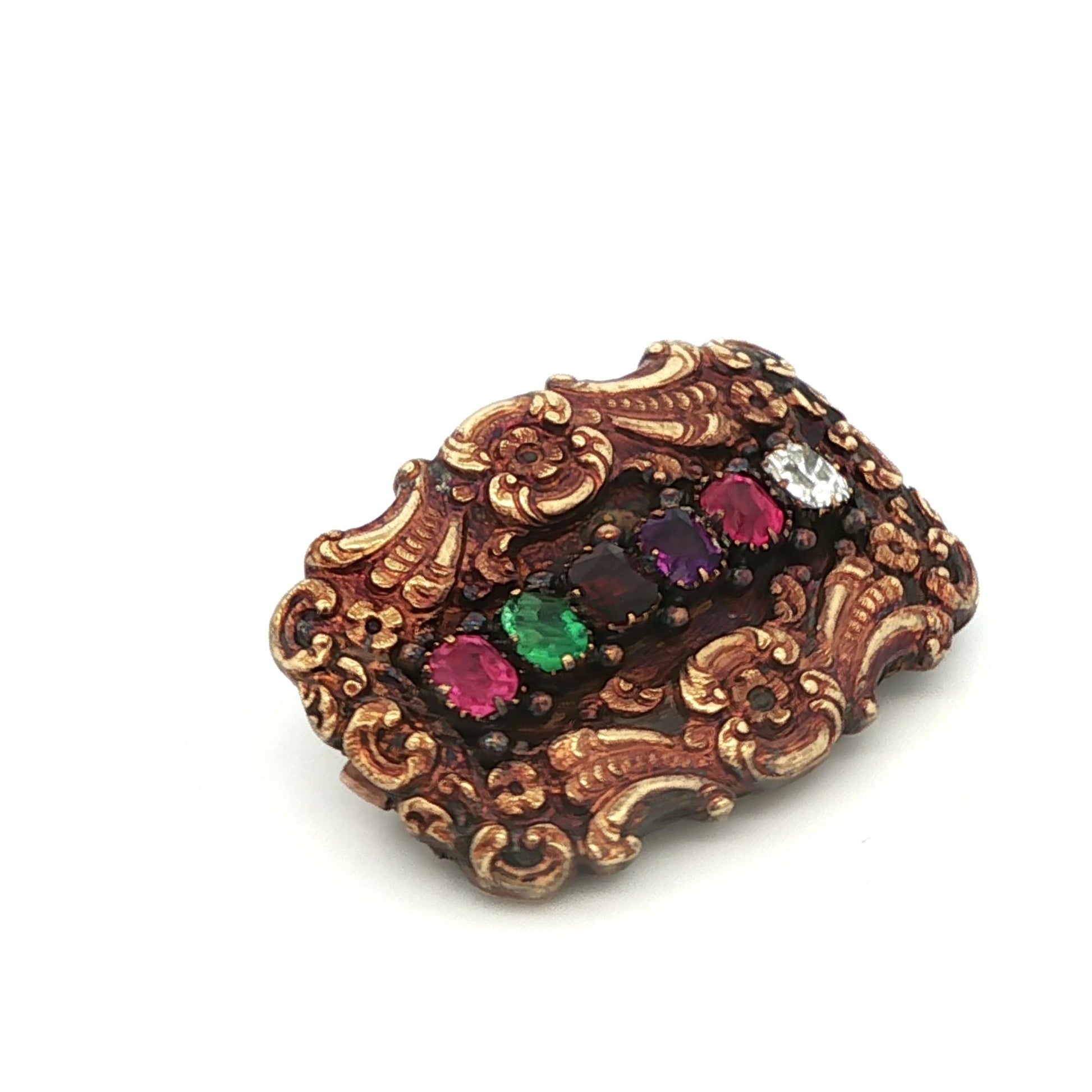 18k Yellow Gold 'REGARD' Multi Gemstone Brooch