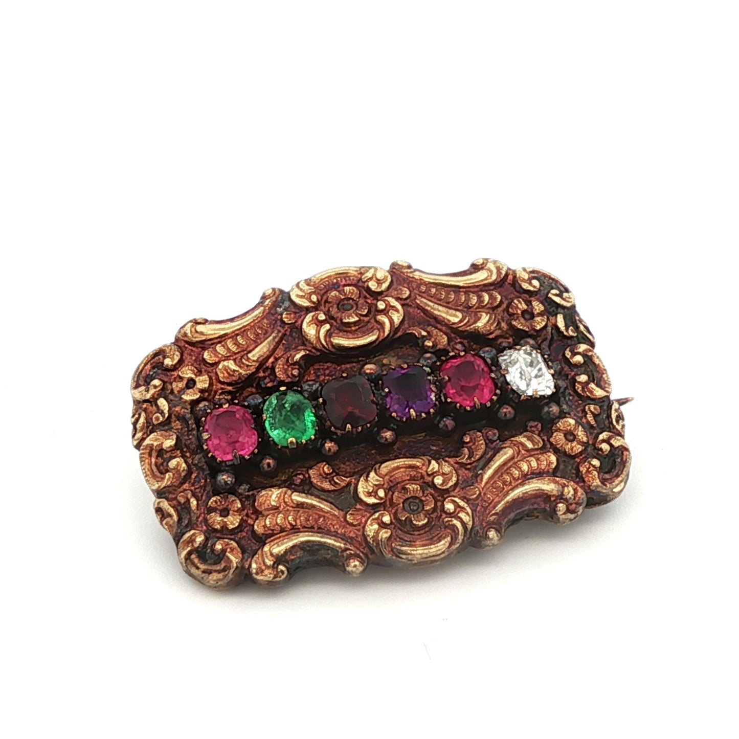 18k Yellow Gold 'REGARD' Multi Gemstone Brooch