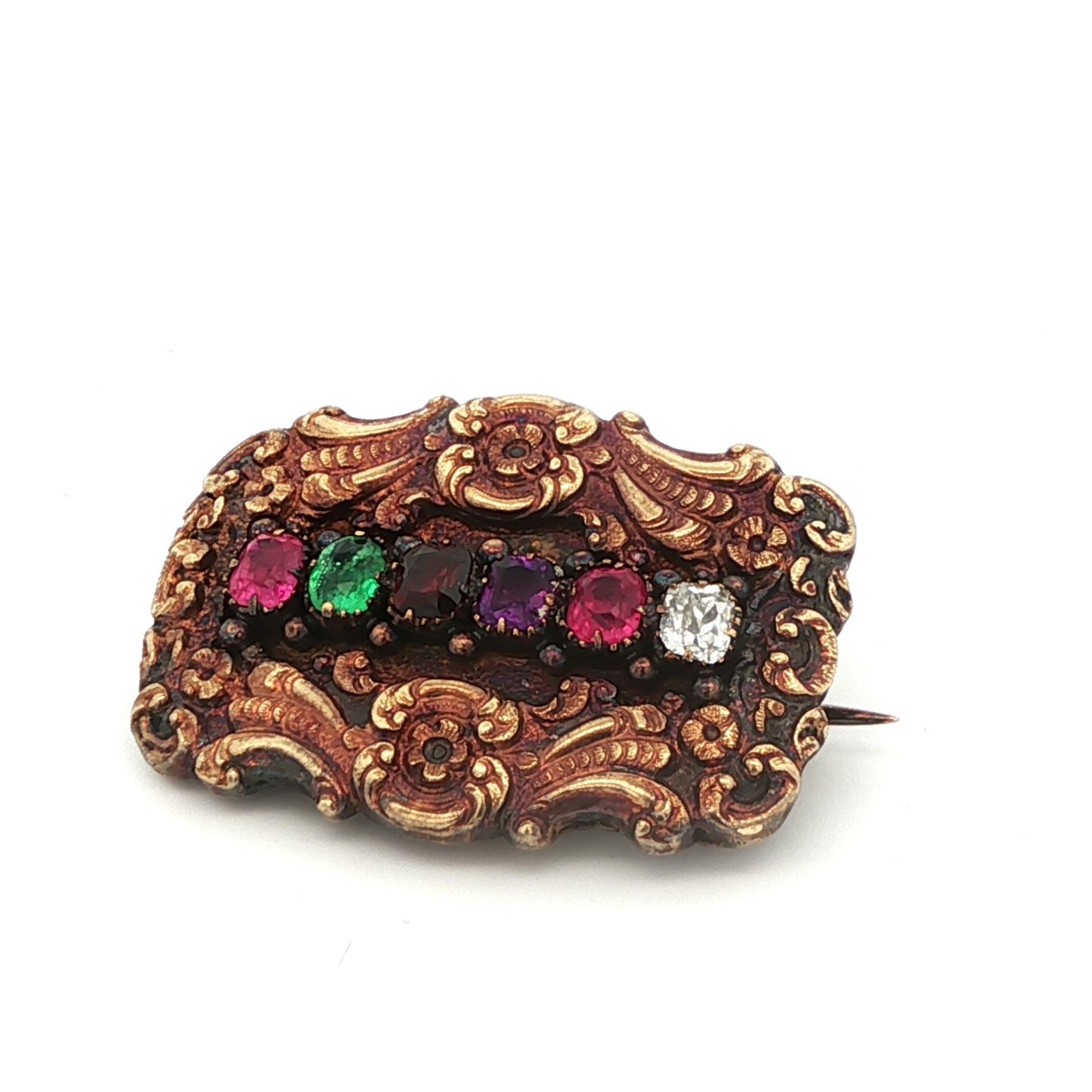 18k Yellow Gold 'REGARD' Multi Gemstone Brooch