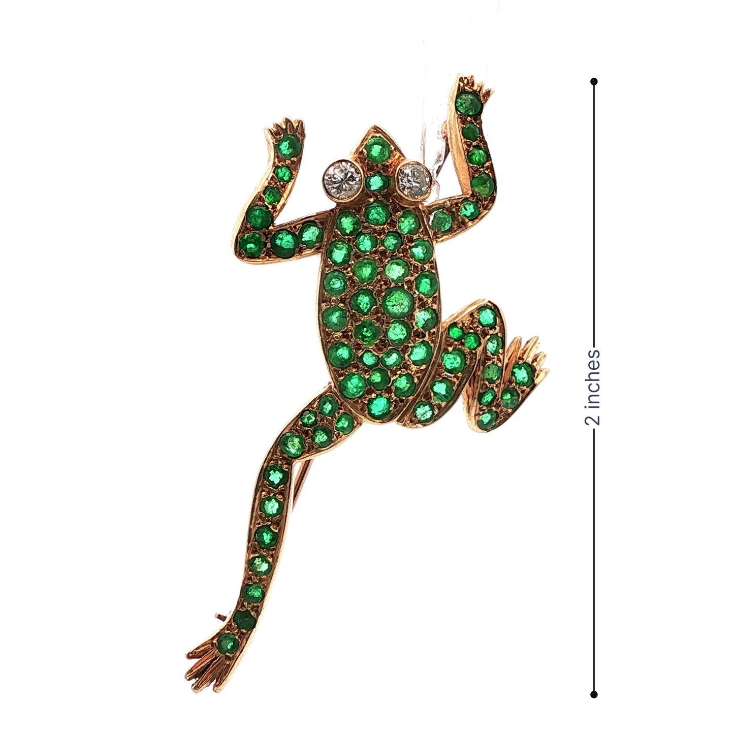 14k Yellow Gold Diamond & Emerald Frog Pin