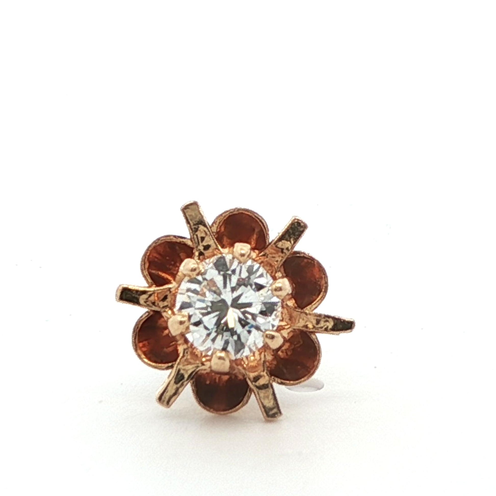 14k Yellow Gold Diamond Stud Earrings Ca. 1980s