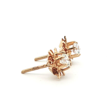 14k Yellow Gold Diamond Stud Earrings Ca. 1980s