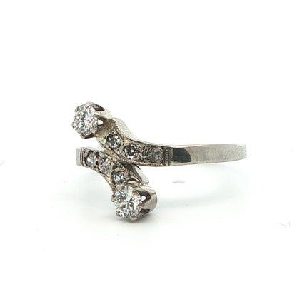 1925 Art Deco Platinum & Diamond Bypass Ring