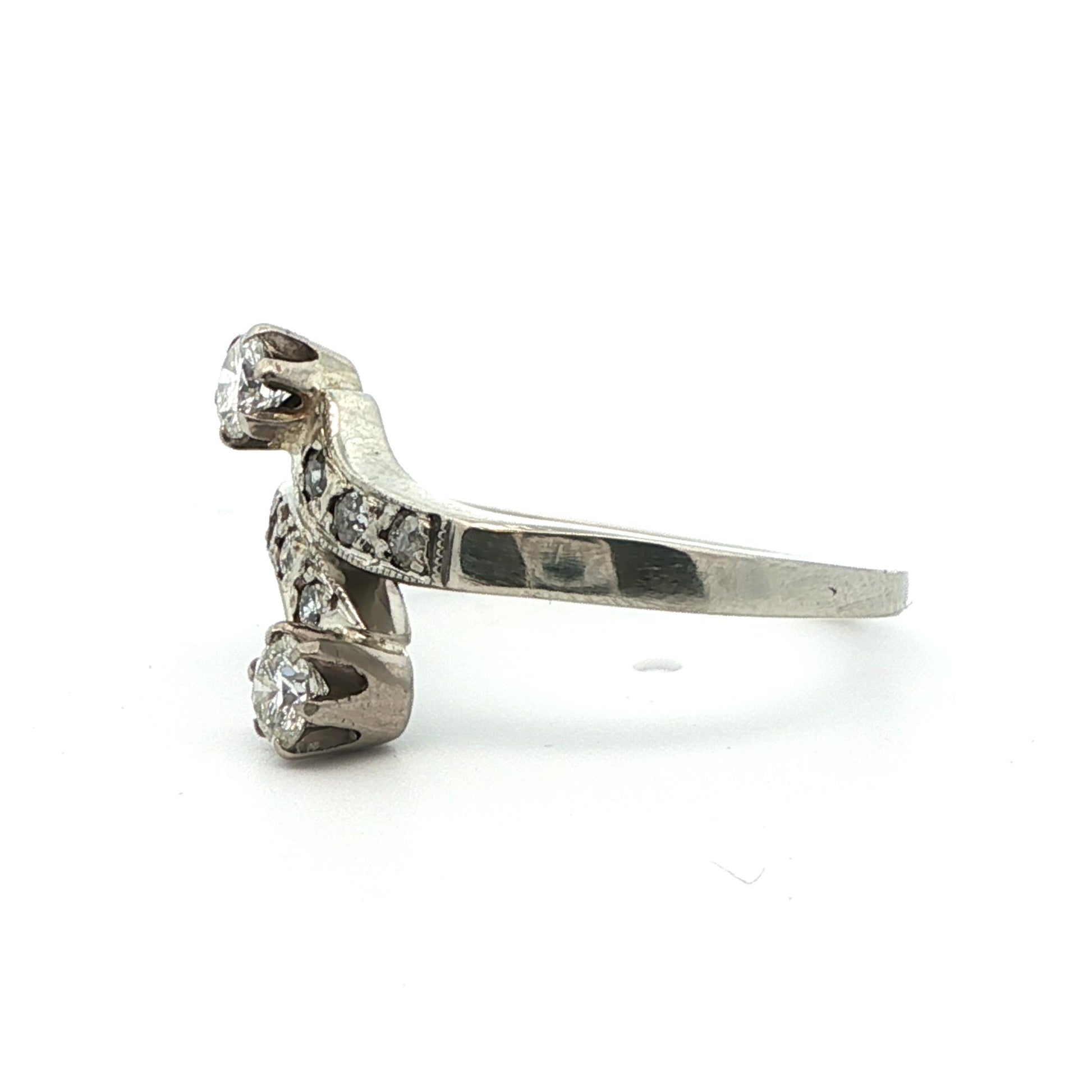 1925 Art Deco Platinum & Diamond Bypass Ring