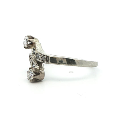 1925 Art Deco Platinum & Diamond Bypass Ring