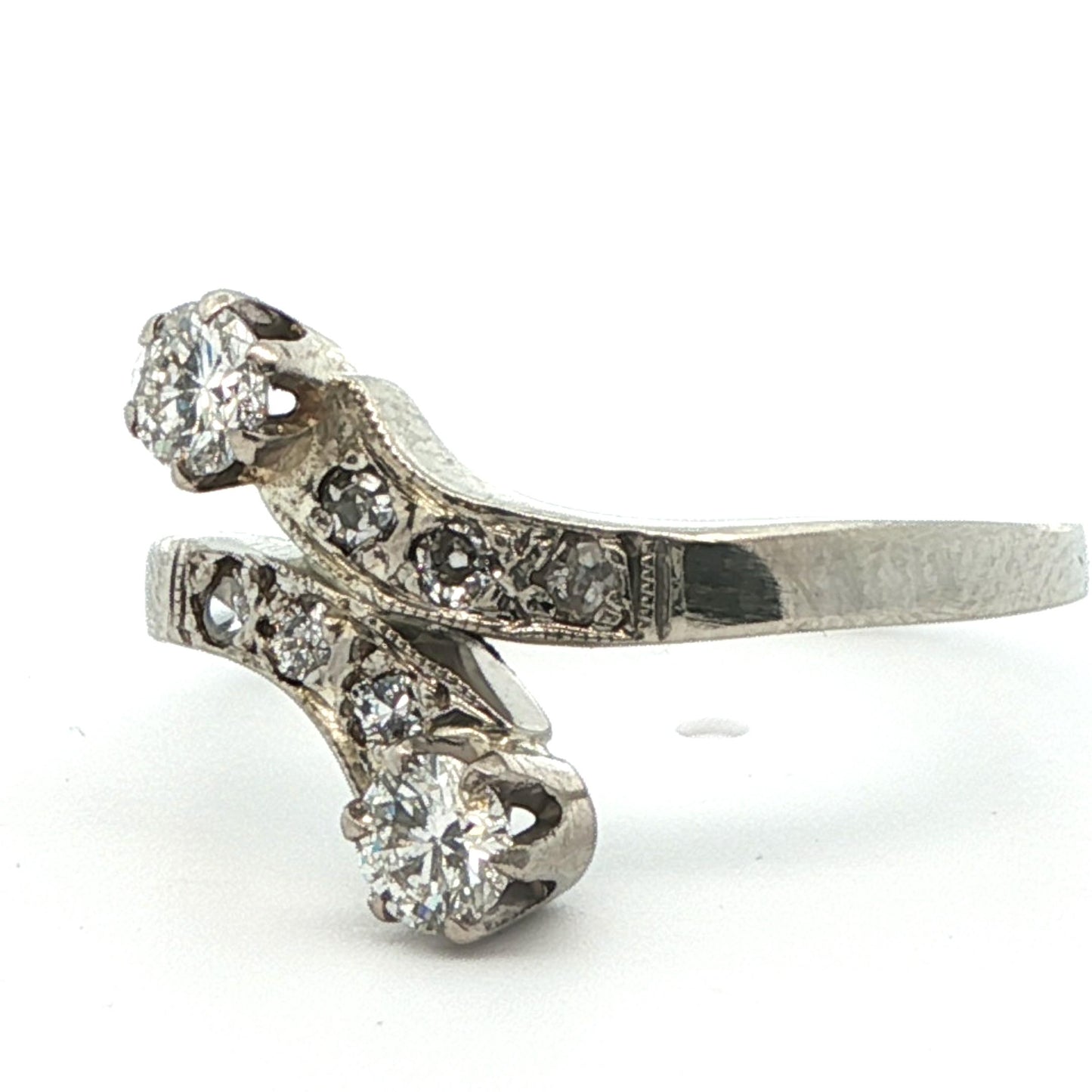 1925 Art Deco Platinum & Diamond Bypass Ring