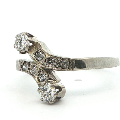 1925 Art Deco Platinum & Diamond Bypass Ring