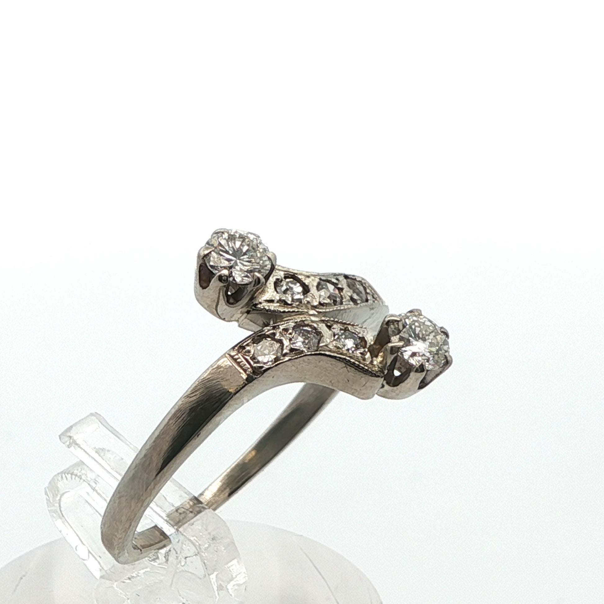 1925 Art Deco Platinum & Diamond Bypass Ring