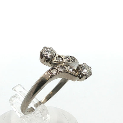 1925 Art Deco Platinum & Diamond Bypass Ring