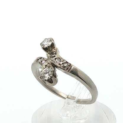 1925 Art Deco Platinum & Diamond Bypass Ring