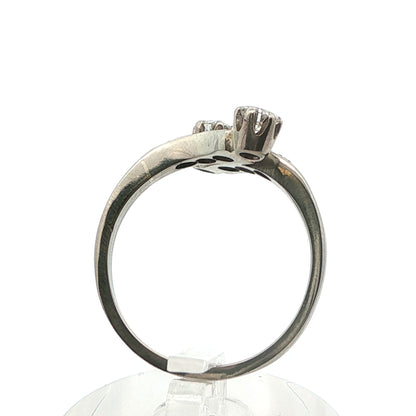 1925 Art Deco Platinum & Diamond Bypass Ring