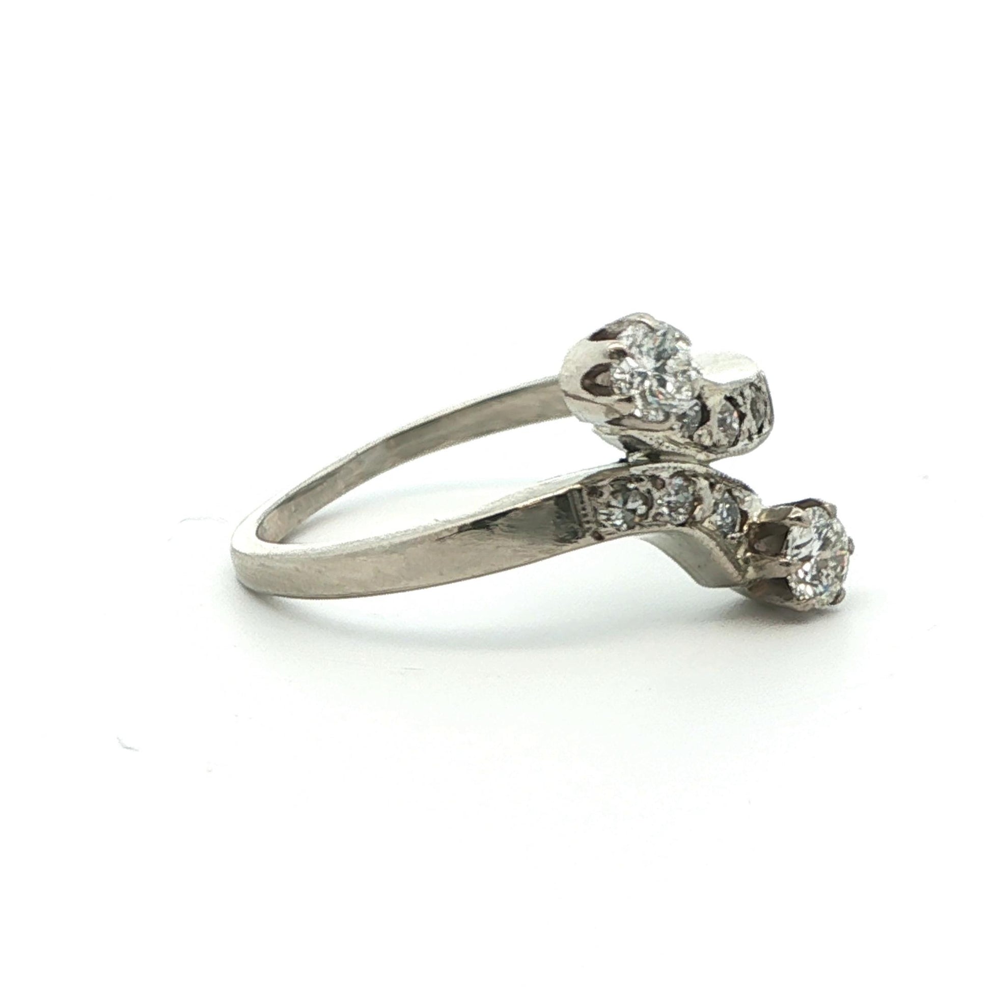 1925 Art Deco Platinum & Diamond Bypass Ring