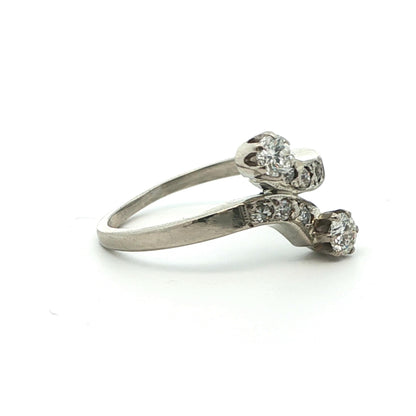 1925 Art Deco Platinum & Diamond Bypass Ring