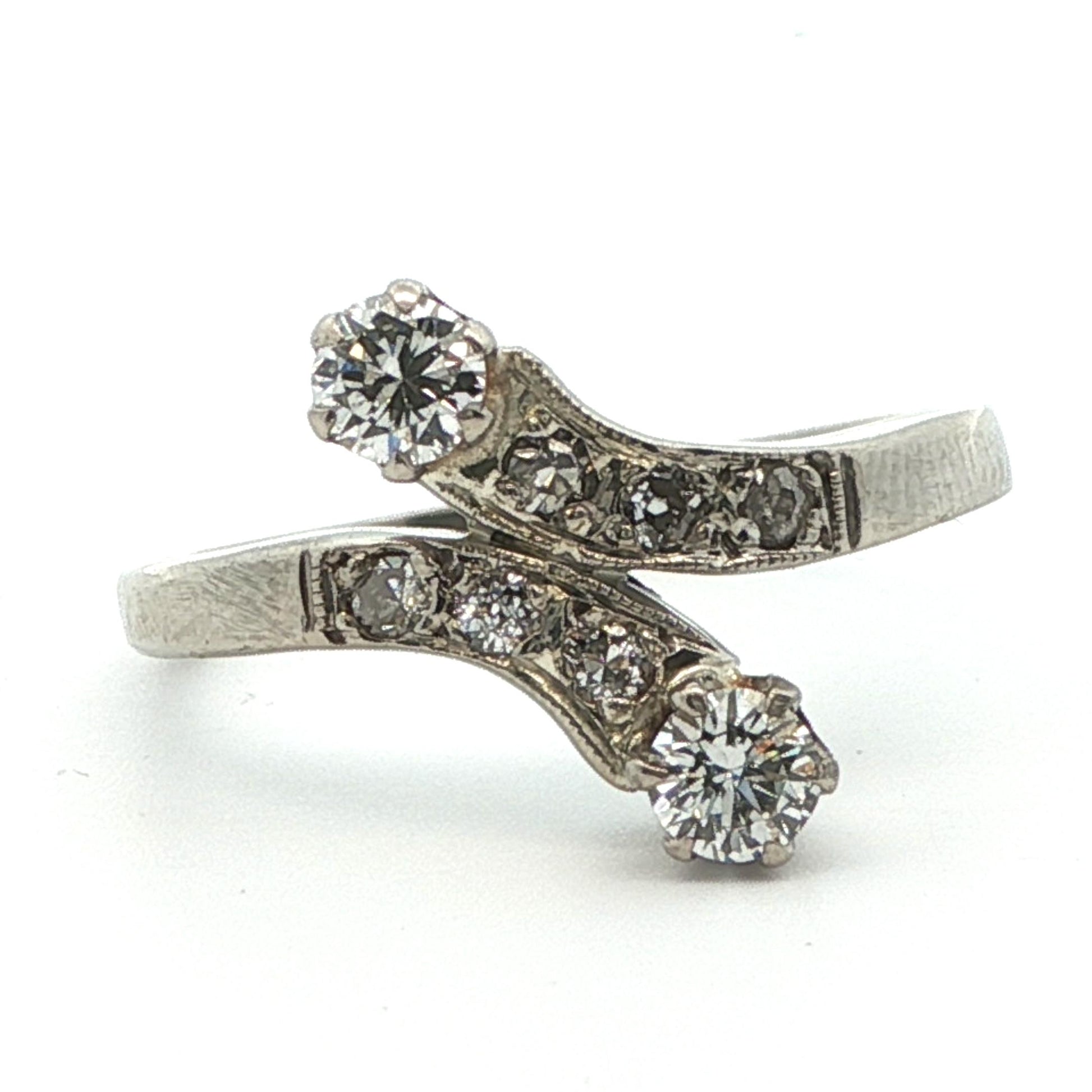 1925 Art Deco Platinum & Diamond Bypass Ring