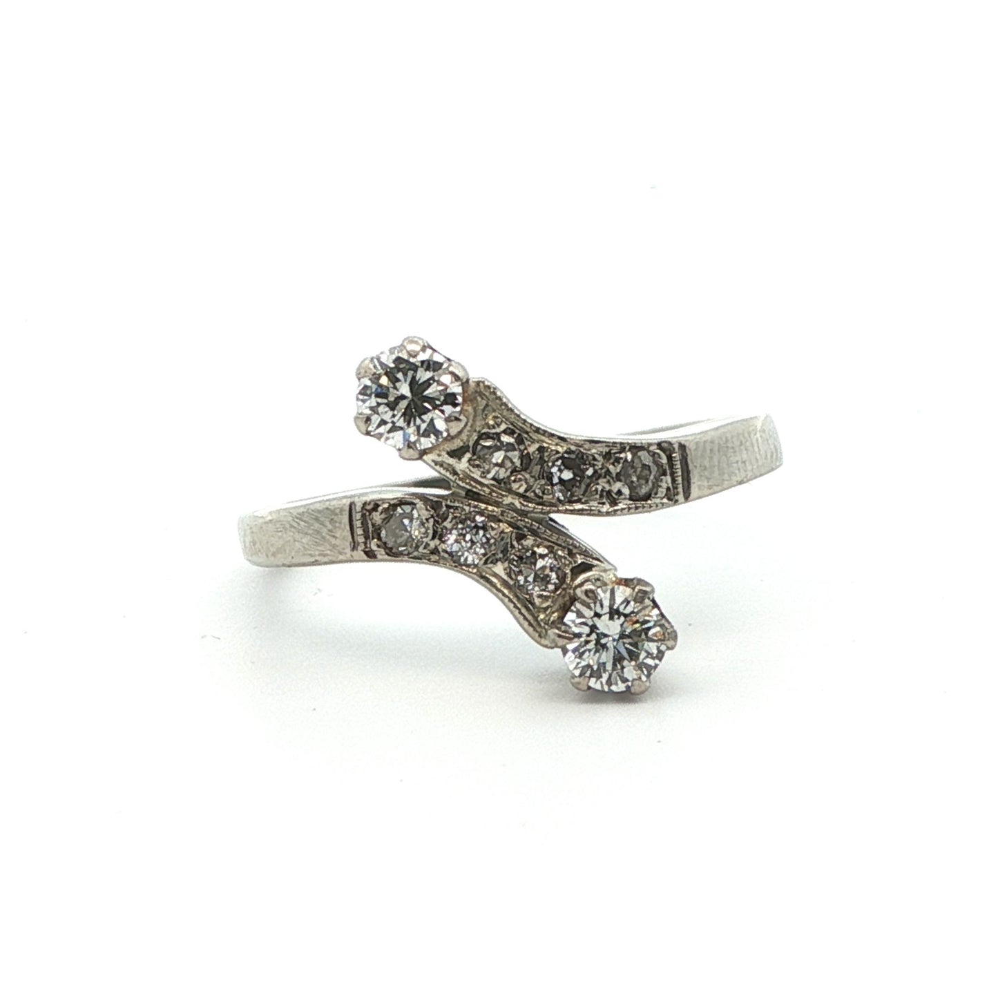 1925 Art Deco Platinum & Diamond Bypass Ring