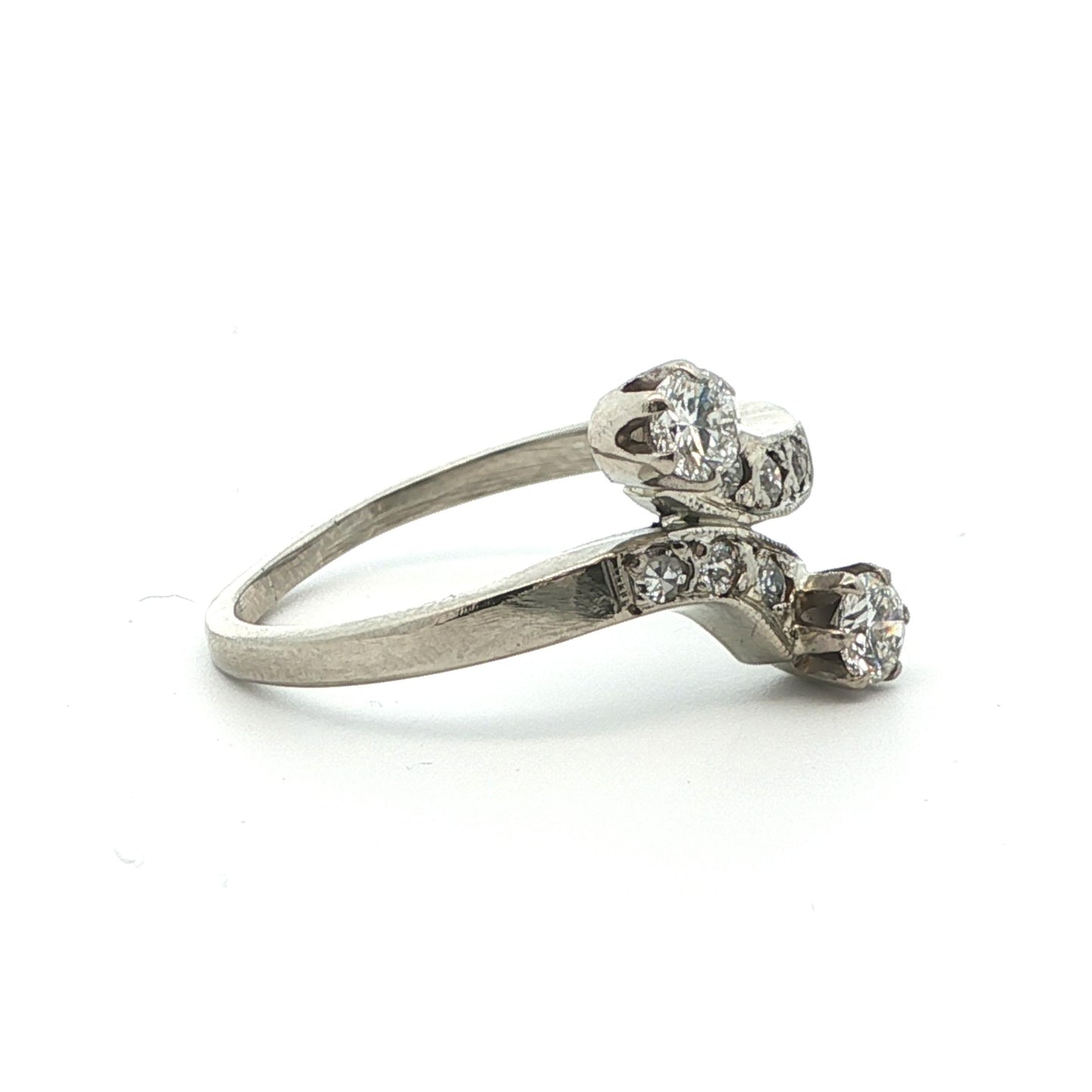1925 Art Deco Platinum & Diamond Bypass Ring