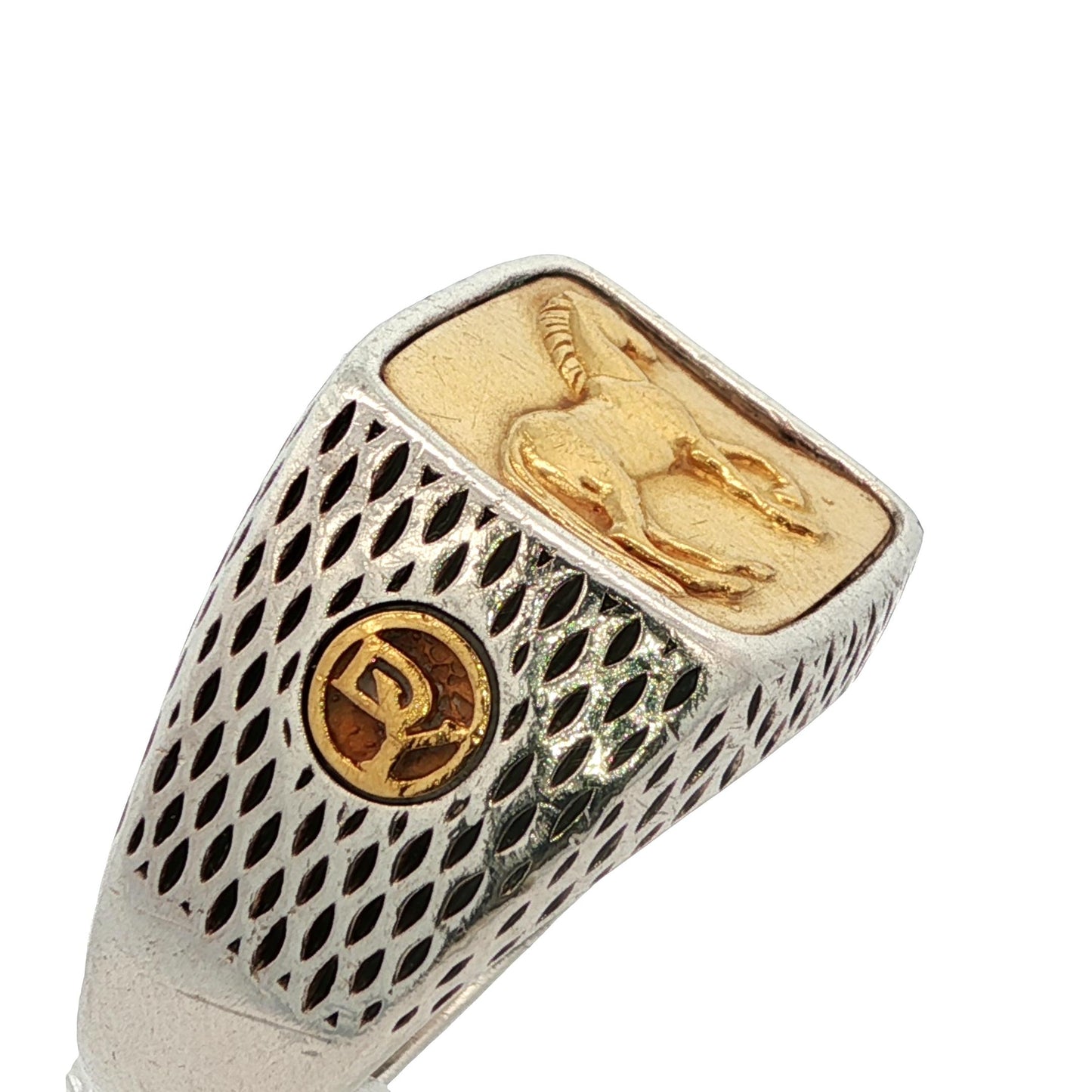 David Yurman Petrvs Horse Signet Ring 22k Yellow Gold and Sterling Silver