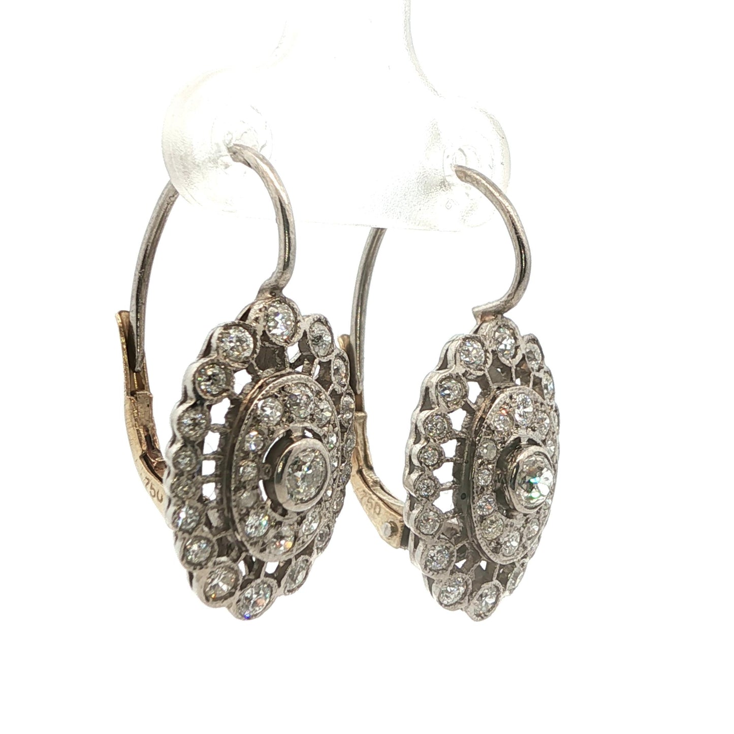 1950s 18k White Gold & Natural Diamond Drop Earrings