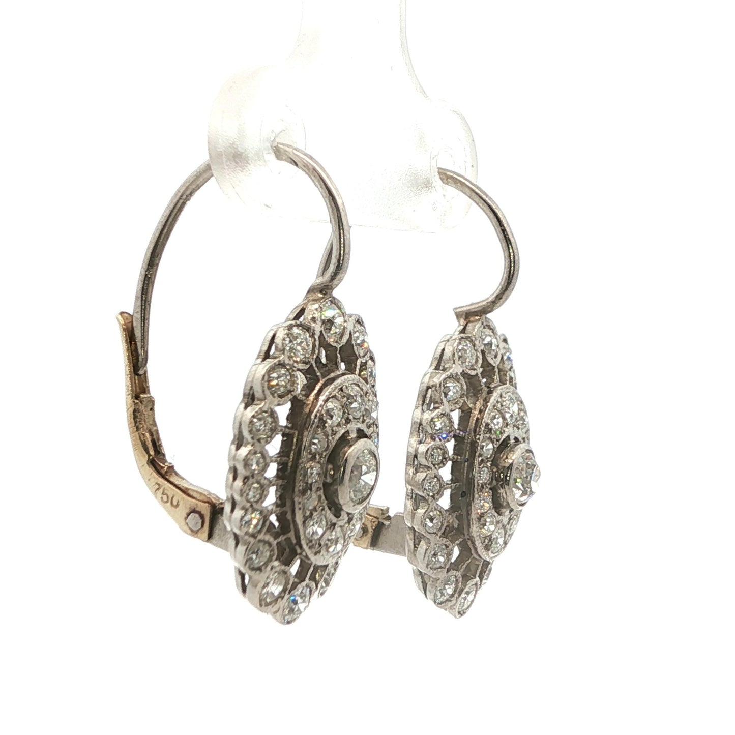 1950s 18k White Gold & Natural Diamond Drop Earrings