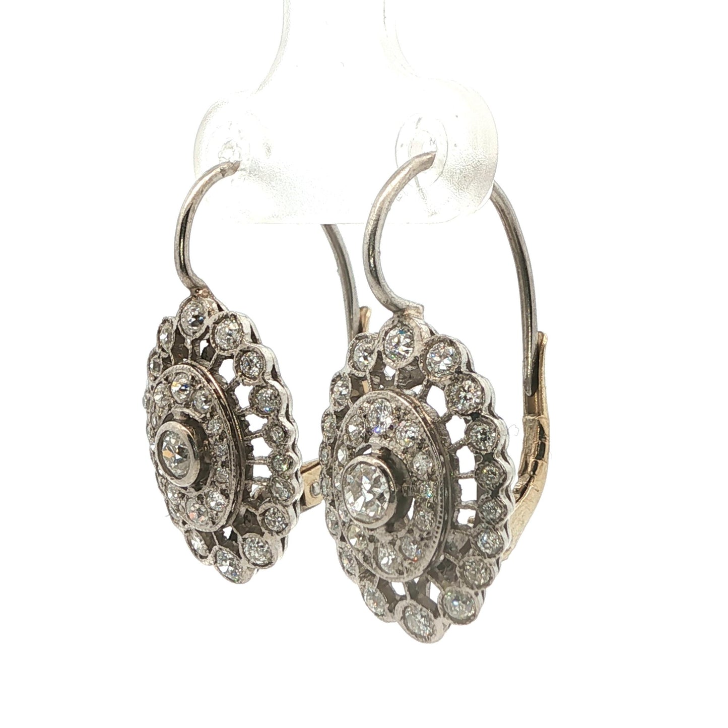 1950s 18k White Gold & Natural Diamond Drop Earrings