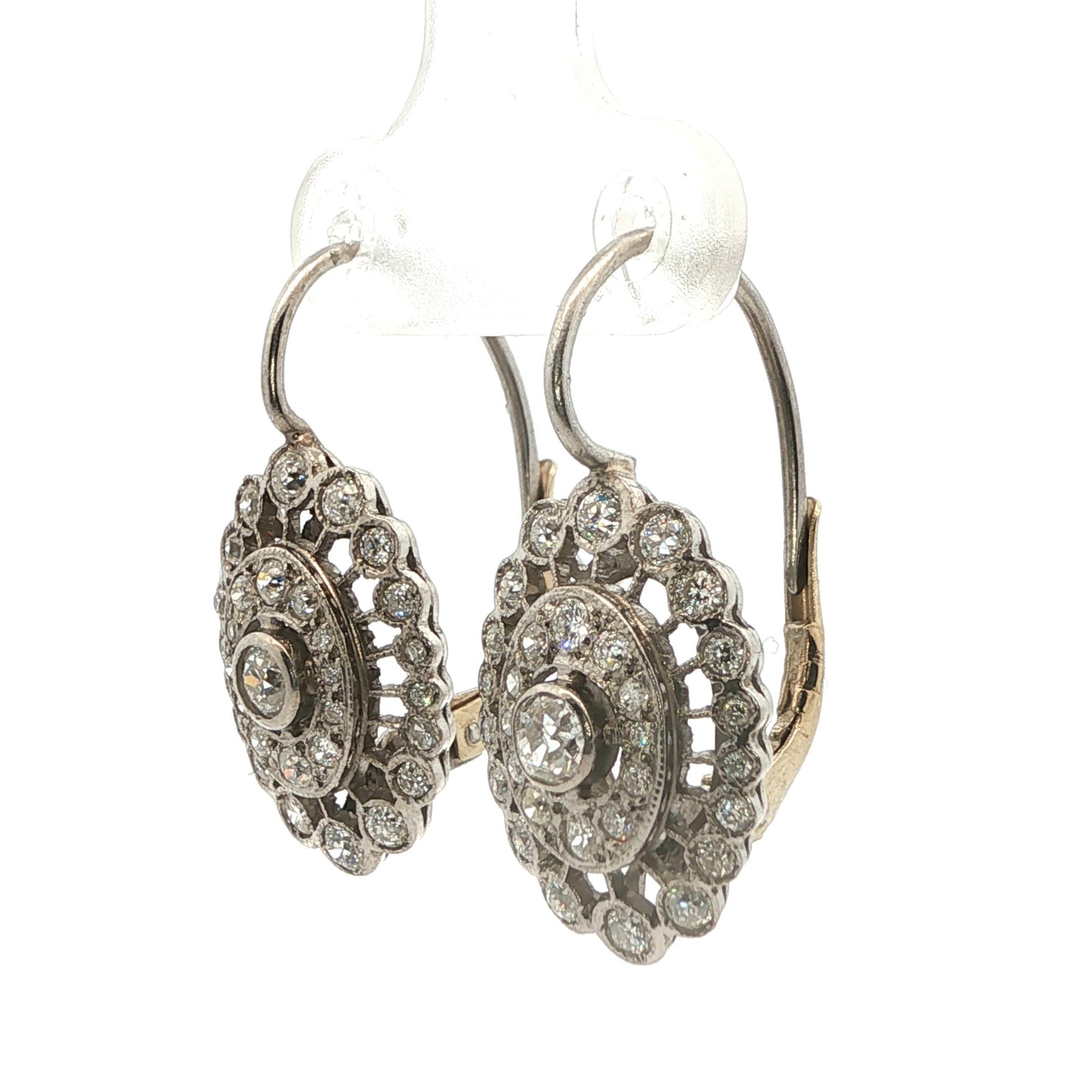 1950s 18k White Gold & Natural Diamond Drop Earrings