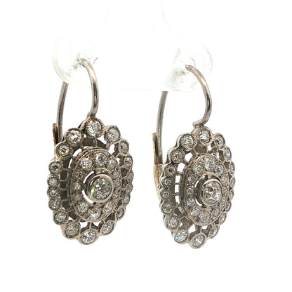 1950s 18k White Gold & Natural Diamond Drop Earrings