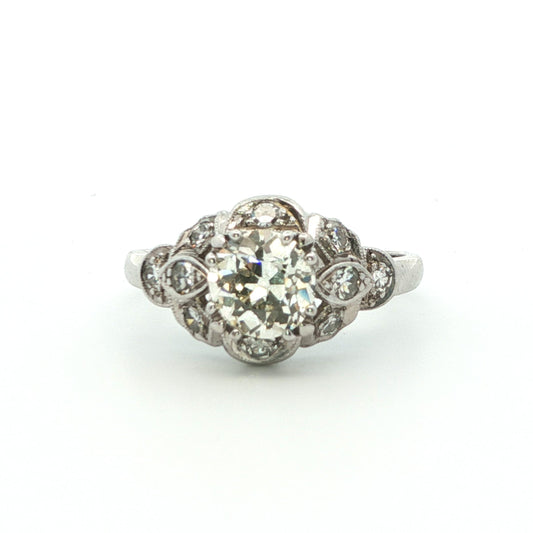 1910 European Cut Diamond & Platinum Ring