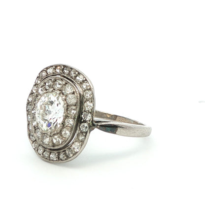 Platinum Art Deco Diamond Cluster Ring