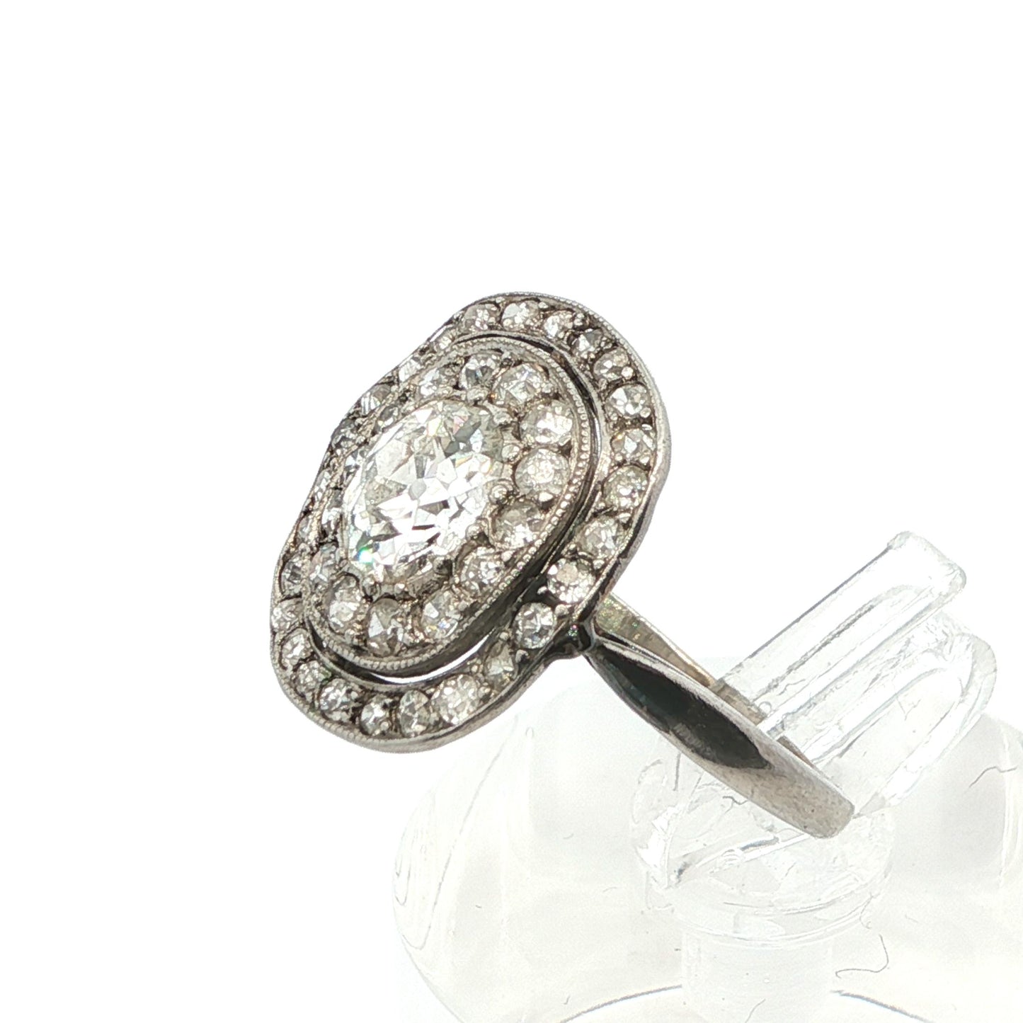 Platinum Art Deco Diamond Cluster Ring