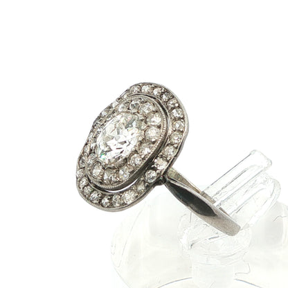 Platinum Art Deco Diamond Cluster Ring