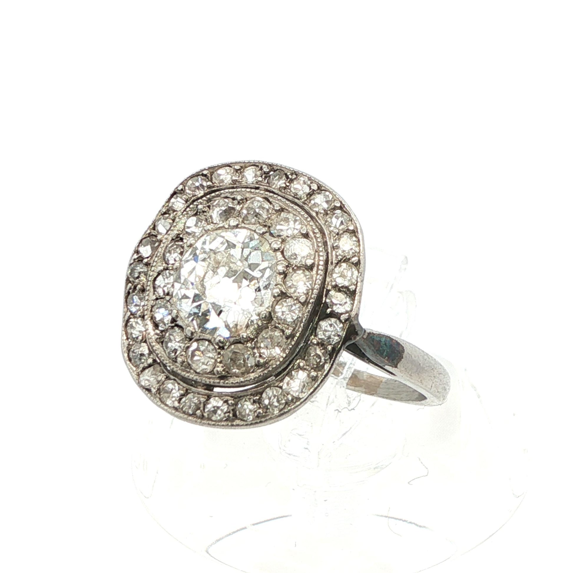 Platinum Art Deco Diamond Cluster Ring