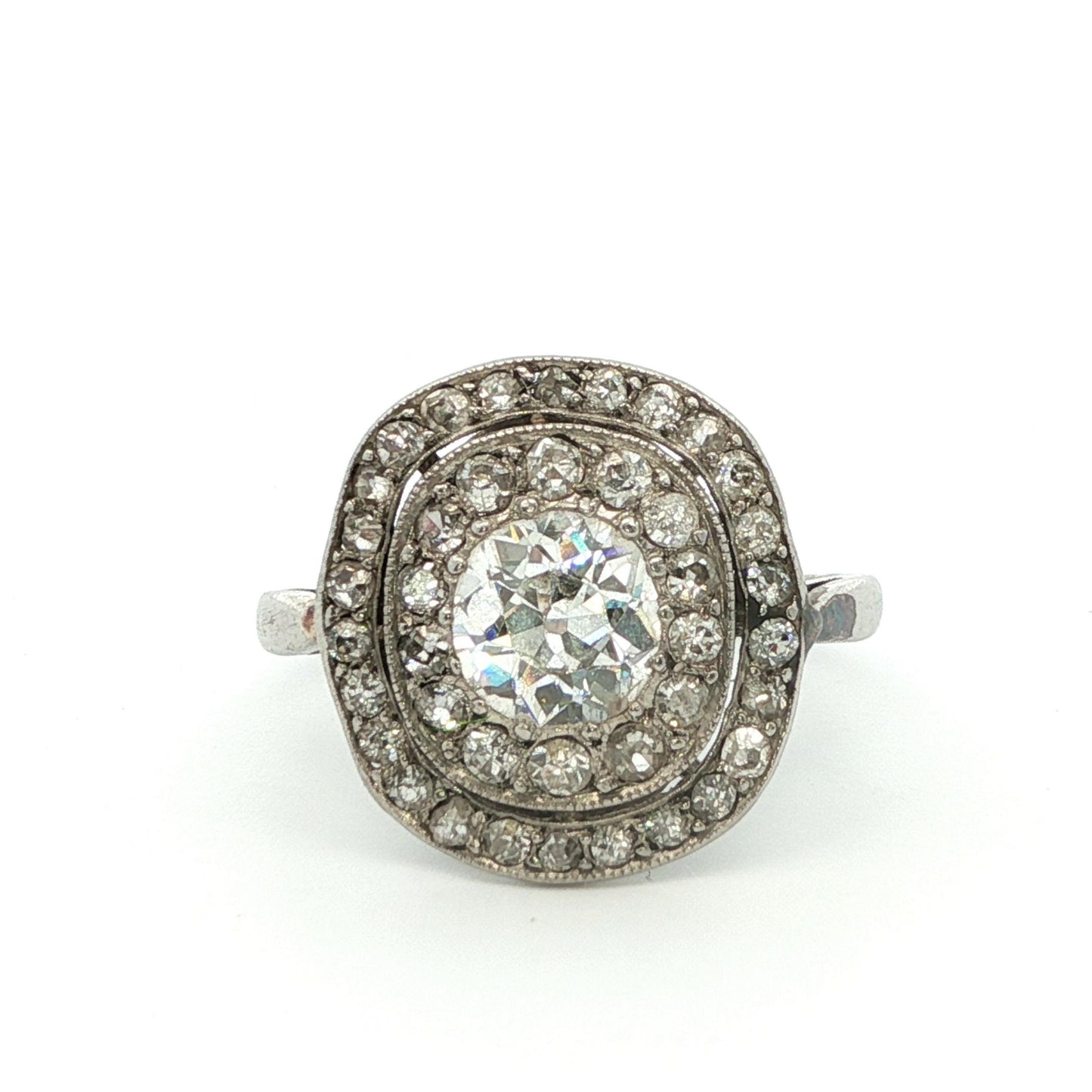 Platinum Art Deco Diamond Cluster Ring