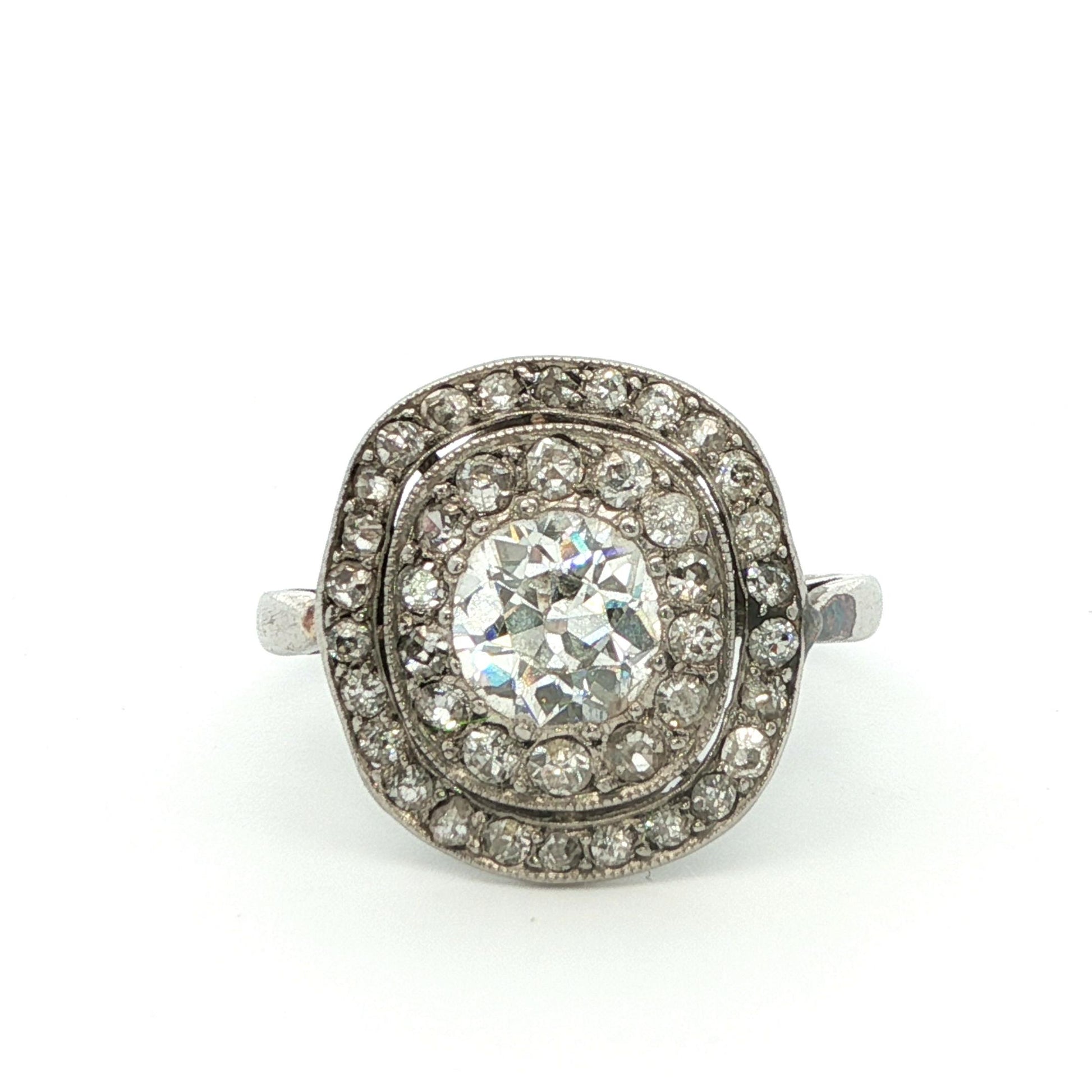 Platinum Art Deco Diamond Cluster Ring