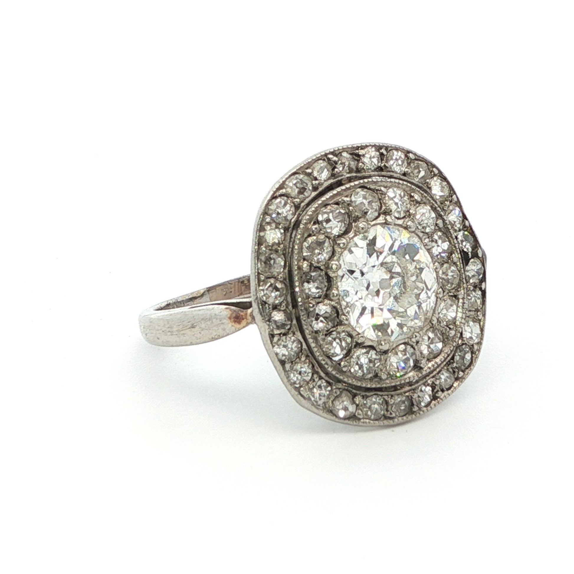 Platinum Art Deco Diamond Cluster Ring