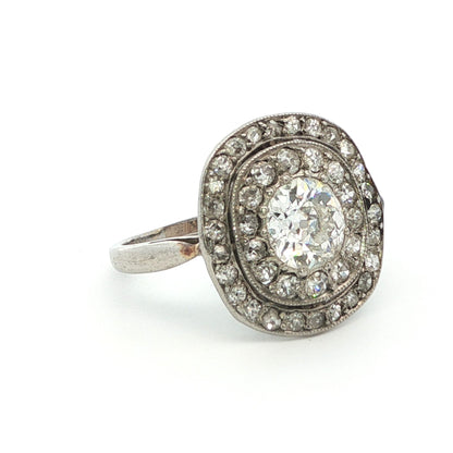 Platinum Art Deco Diamond Cluster Ring