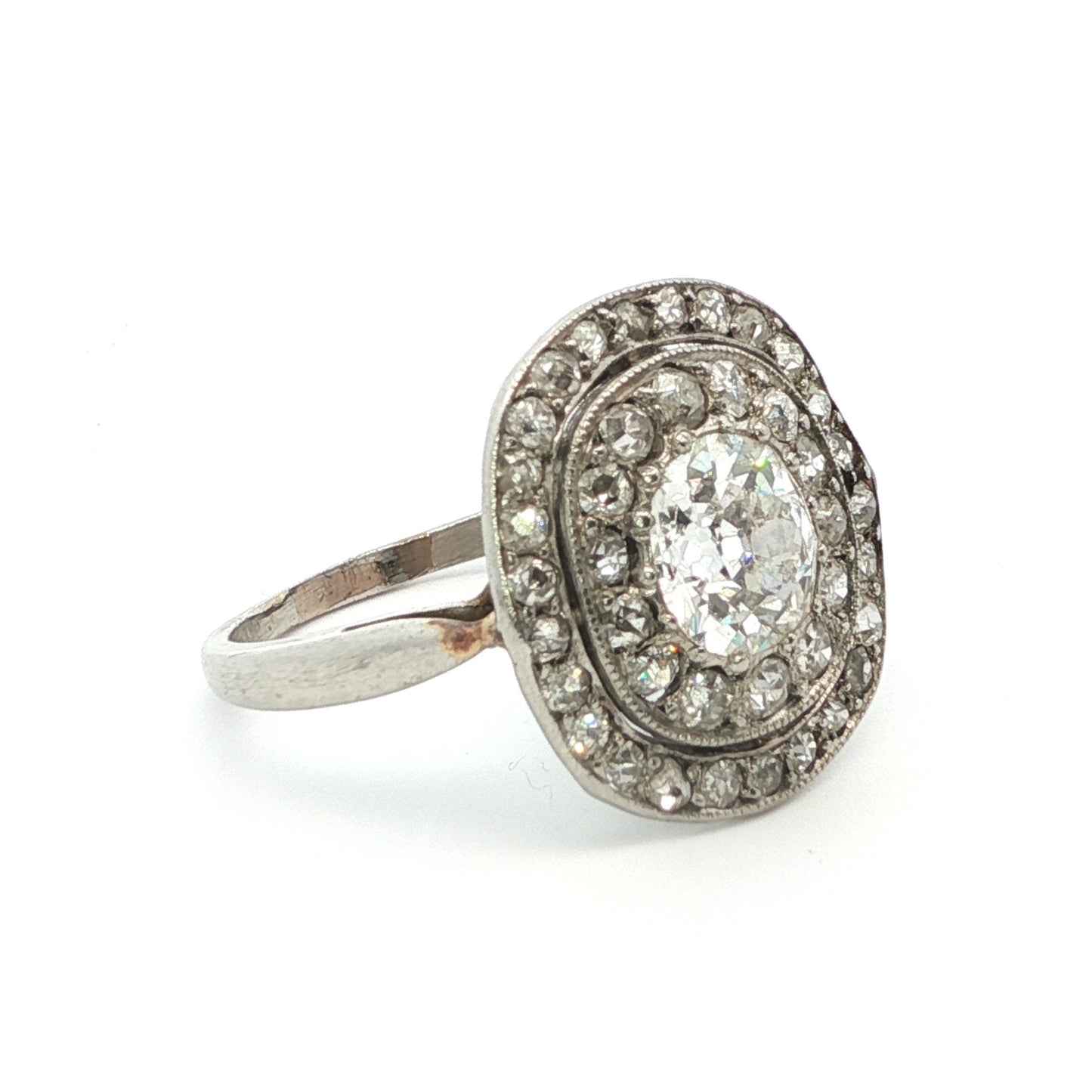 Platinum Art Deco Diamond Cluster Ring