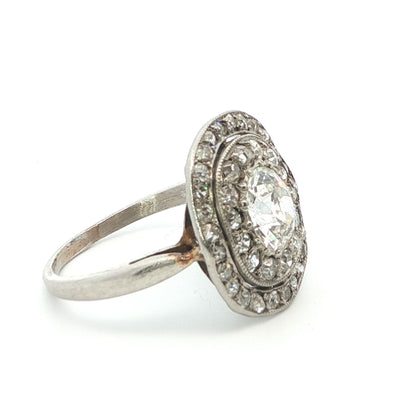 Platinum Art Deco Diamond Cluster Ring