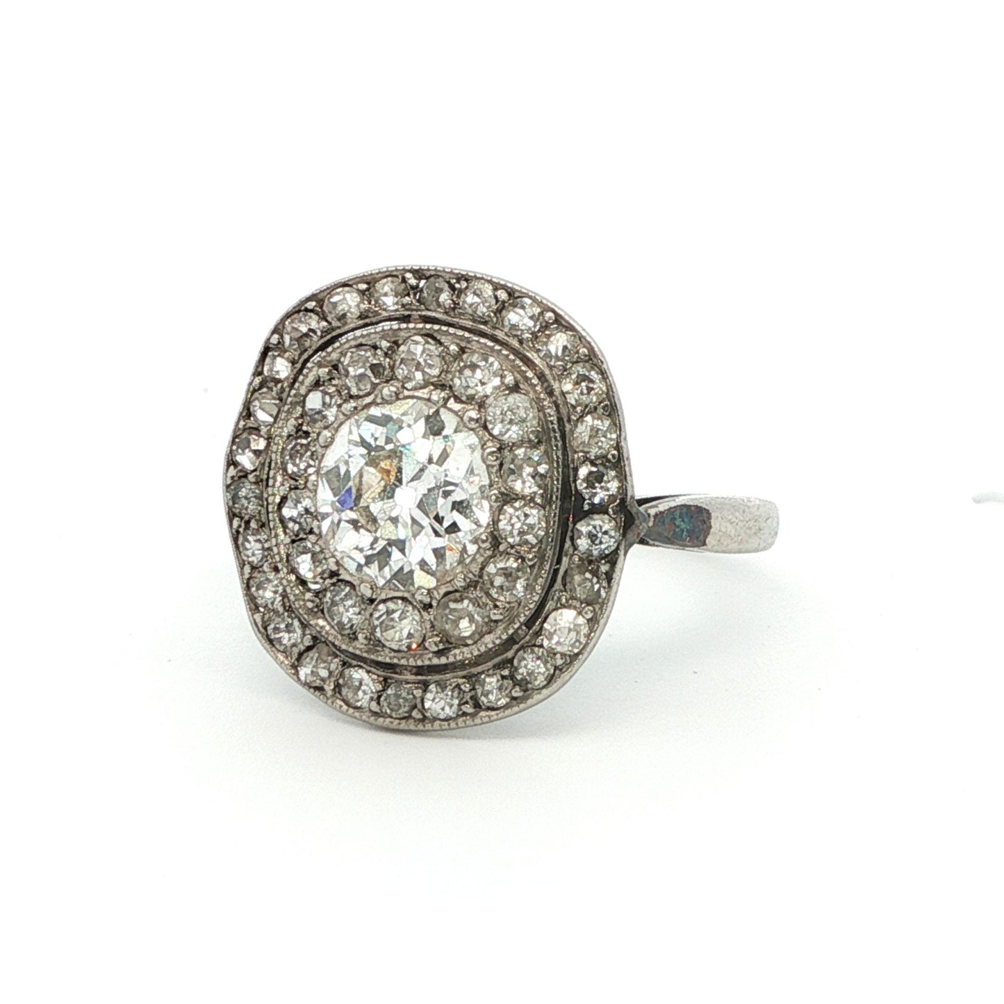 Platinum Art Deco Diamond Cluster Ring