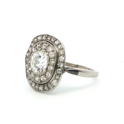 Platinum Art Deco Diamond Cluster Ring