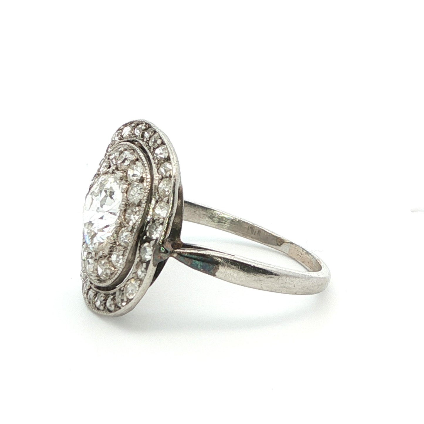 Platinum Art Deco Diamond Cluster Ring