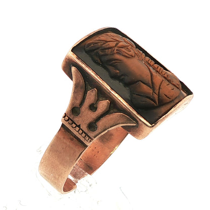Victorian 12k Yellow gold Carved Tigers Eye Ring