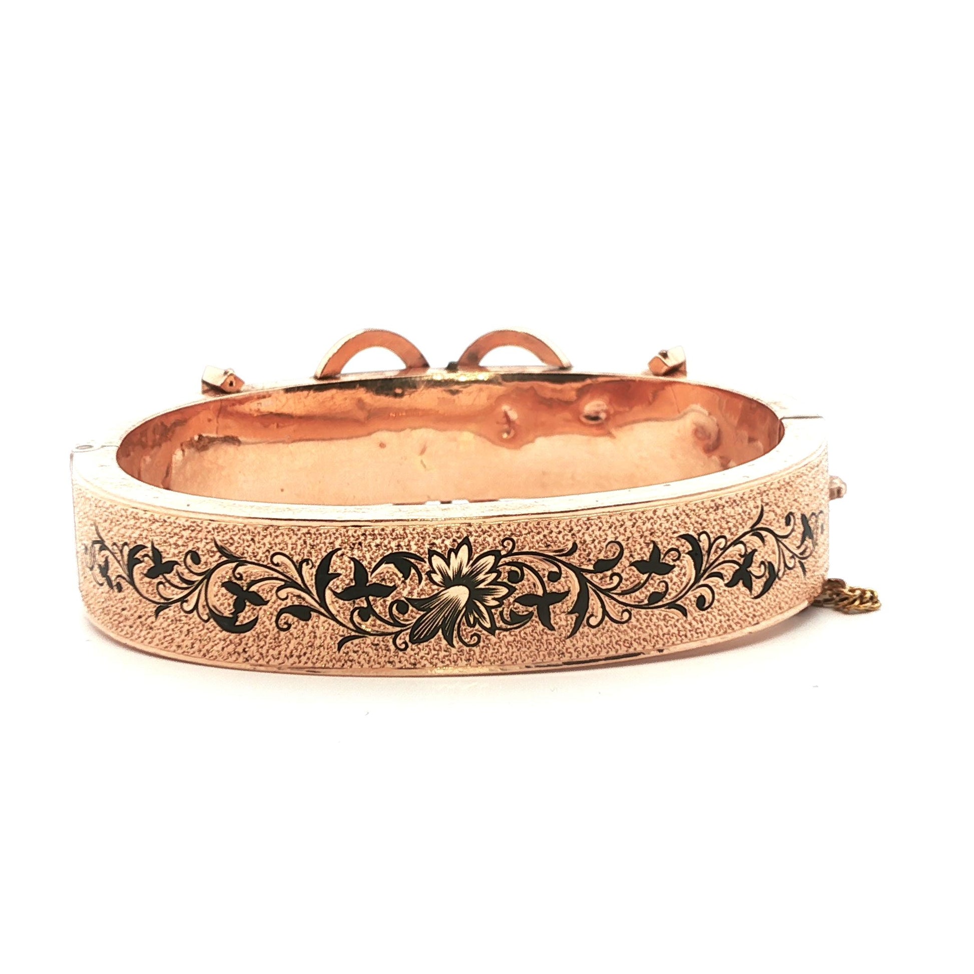 Victorian 14k Yellow Gold Enamel& Pearl Wedding Bracelets