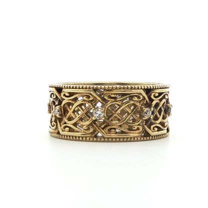 Vintage Handmade 14k Yellow Gold Natural Diamond Band