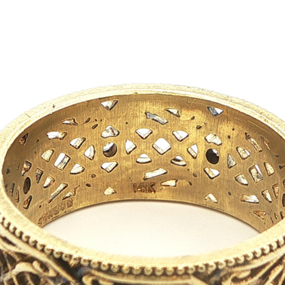 Vintage Handmade 14k Yellow Gold Natural Diamond Band