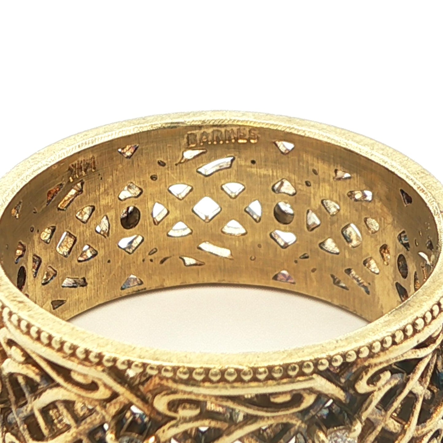 Vintage Handmade 14k Yellow Gold Natural Diamond Band