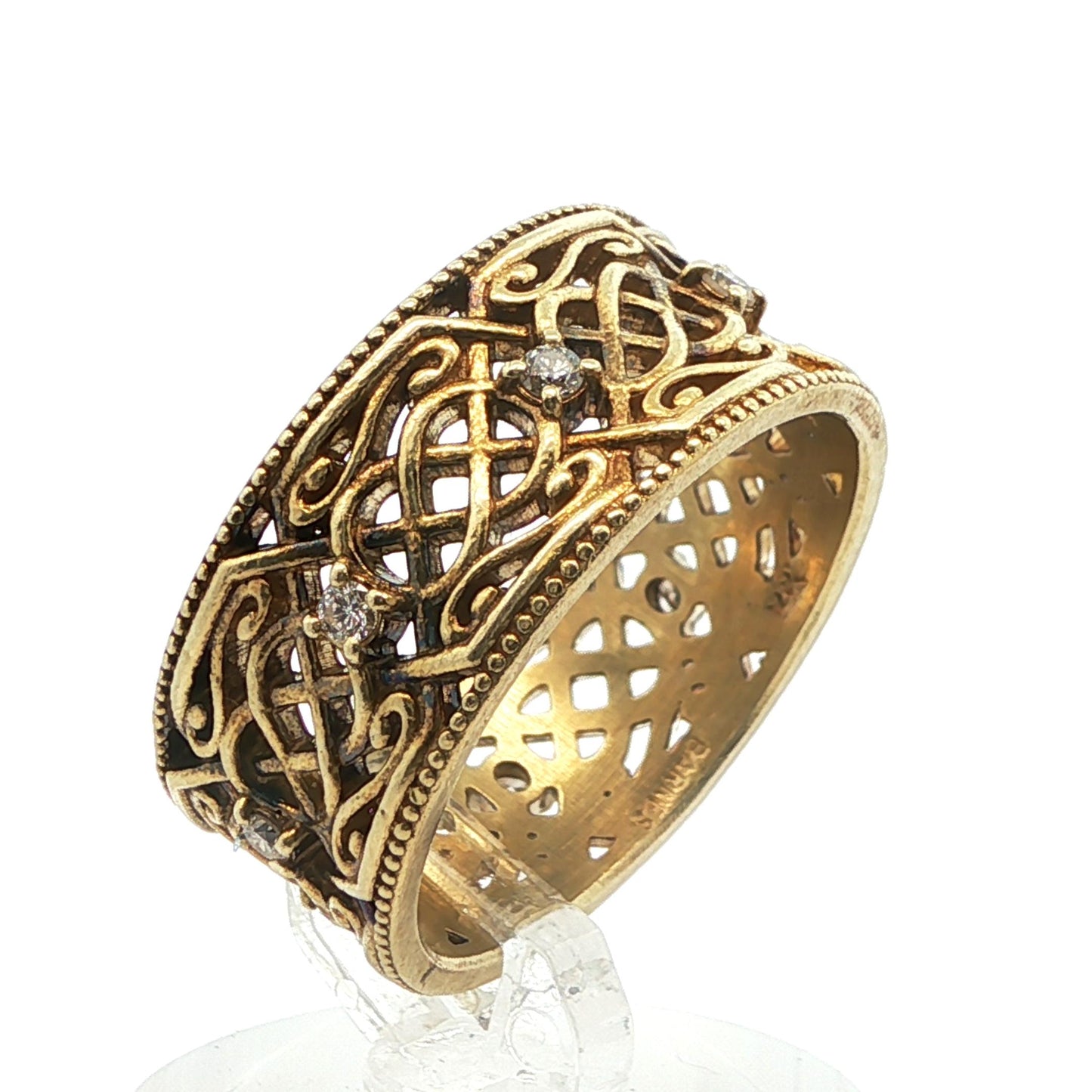 Vintage Handmade 14k Yellow Gold Natural Diamond Band