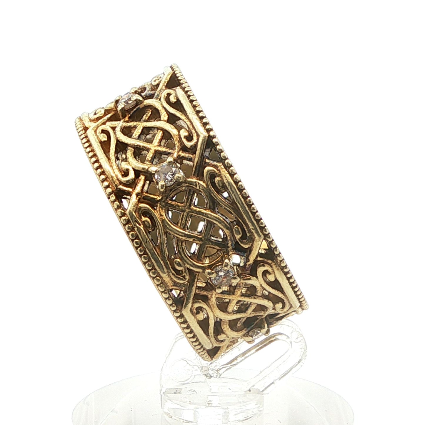 Vintage Handmade 14k Yellow Gold Natural Diamond Band