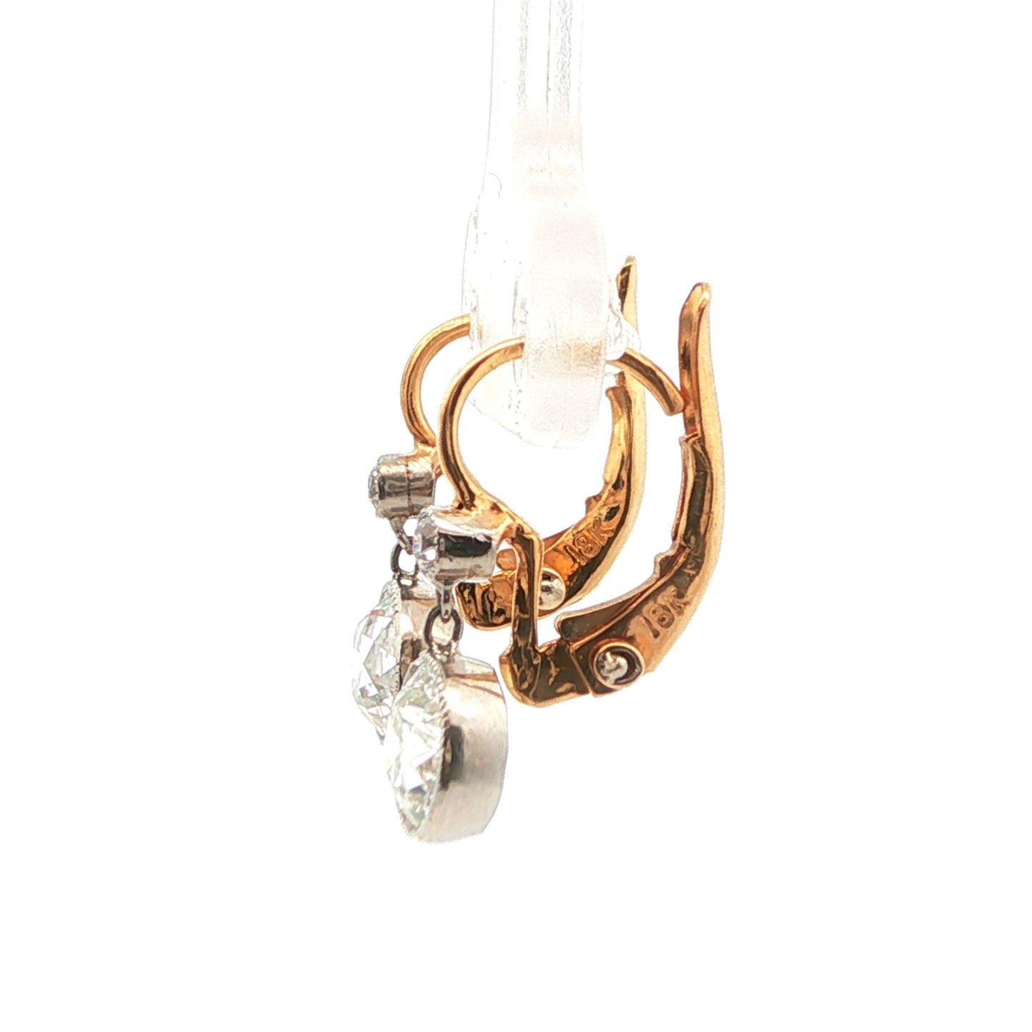 18k Yellow Gold Art Deco Yellow Gold Diamond Drop Earrings