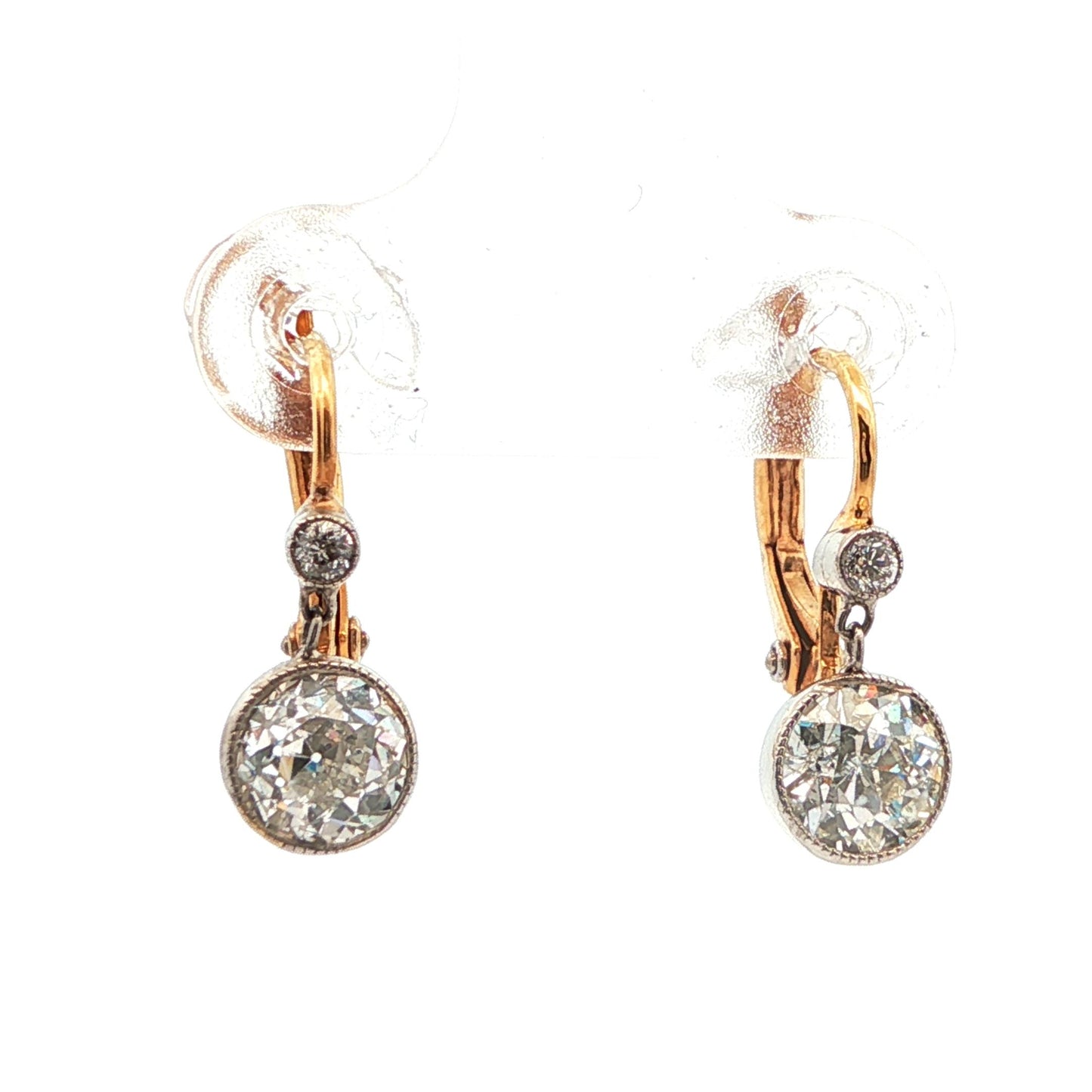 18k Yellow Gold Art Deco Yellow Gold Diamond Drop Earrings