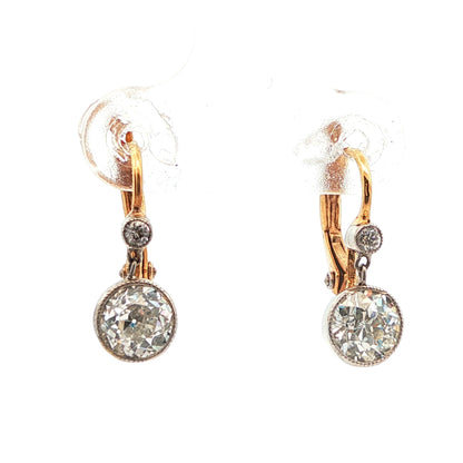 18k Yellow Gold Art Deco Yellow Gold Diamond Drop Earrings